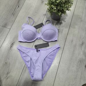 Triangl Swimwear Purple Bikini Set with Structured Top